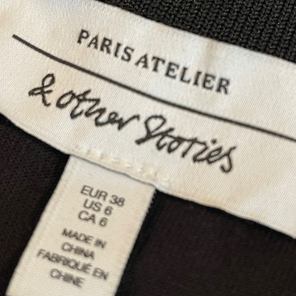 & Other Stories Black Sheer Stripe A Line Midi Skirt Cocktail Party US 6 - Picture 8 of 11